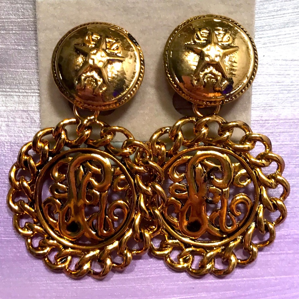 NWT Vintage Gold Earrings Clip-On RARE